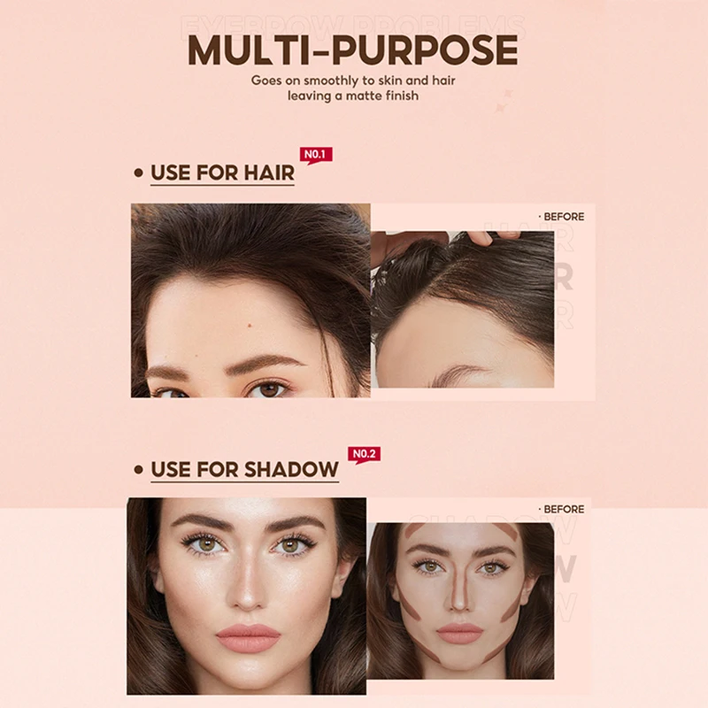 Eyebrow Powder - Air Cushion Eyebrow Powder Set, waterproof, natural, no smudge, superb, black and brown