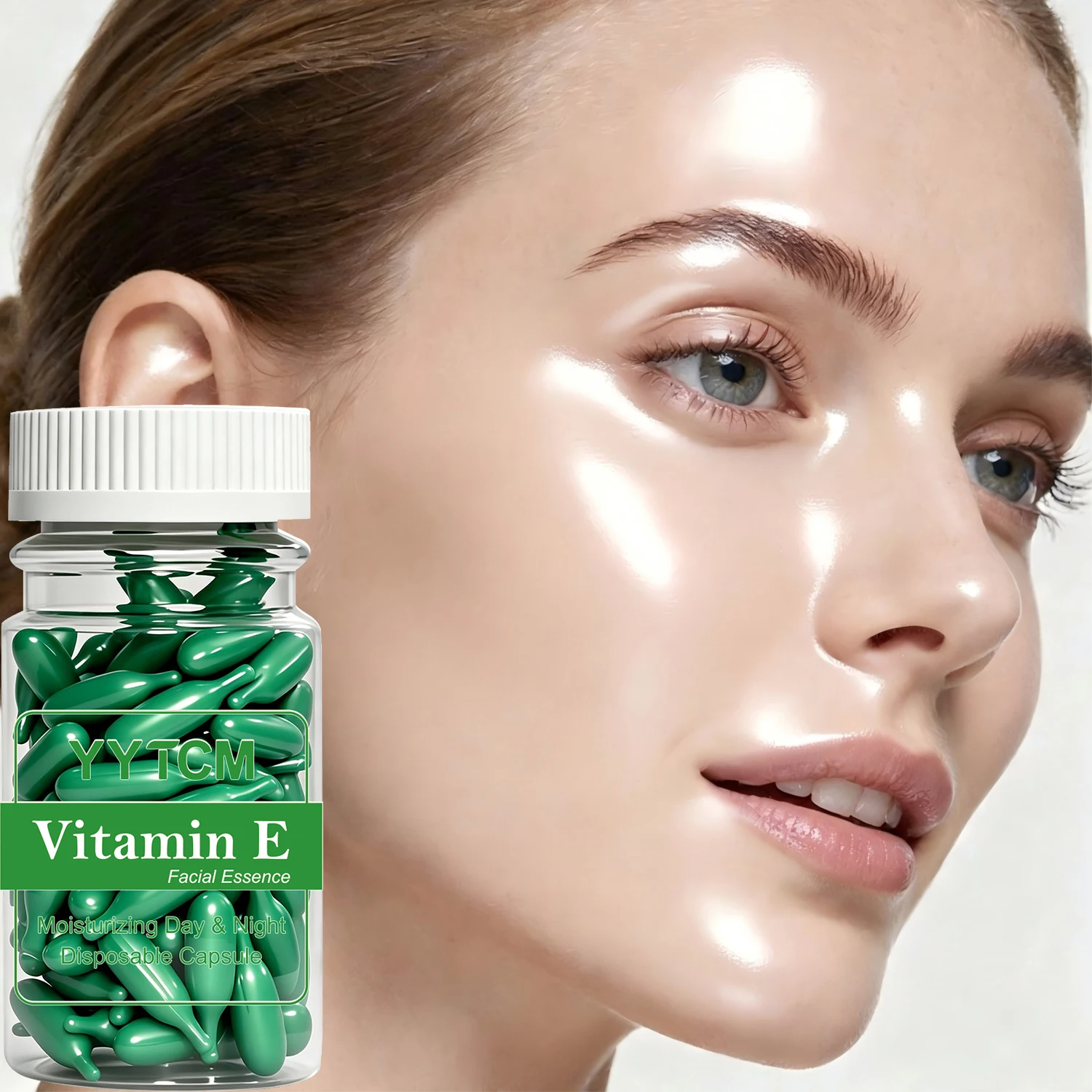 Vitamin E Deep Moisturizing Capsule Essence, Hydrates and Smooths the Skin, Contains Plant-Based Squalane, Vitamin C, Deep Hydration and Brightening Skin Essence 18count/30count/50count/90count/120count/180count