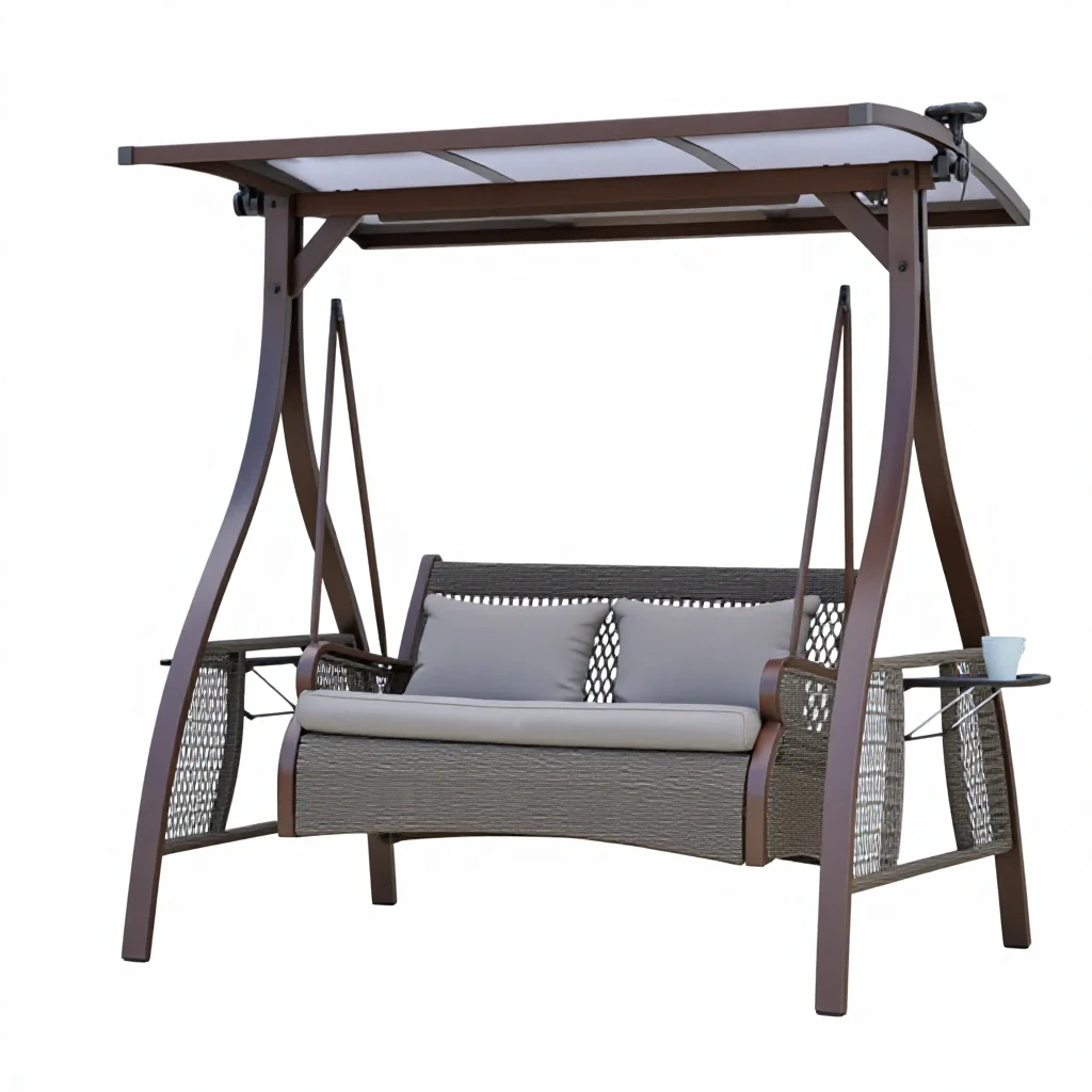 

#Double Hanging Rocking Chair Waterproof Sun-proof PE Rattan Swing for Outdoor Courtyard Balcony or Living Room Furniture