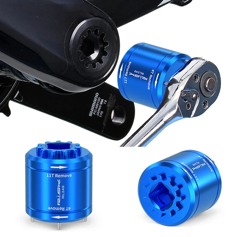 2 In 1 Bicycle Crankset Cap Remover Extractor For XTR M9100 Bottom Bracket Crank Screw Removal Tool 3/8”Ratchet Wrench