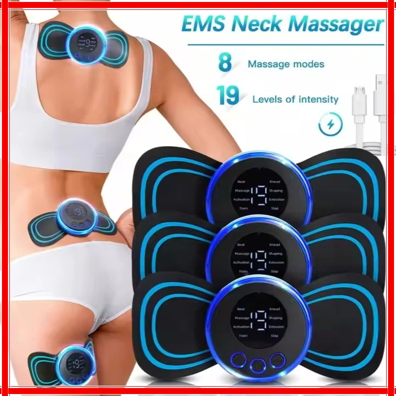 LCD-Display EMS Nackenmassagegerät Elektrischer Massageapparat für Hals und Rücken 8-Modus Puls-Muskelstimulator