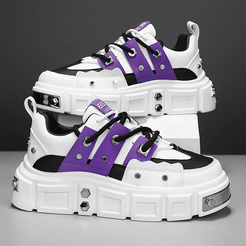 Original Purple Men's Casual Sneakers Fashion Rivet Men Skateboard Shoes Streetwear Hip Hop Shoes Men Platform Designer Sneakers