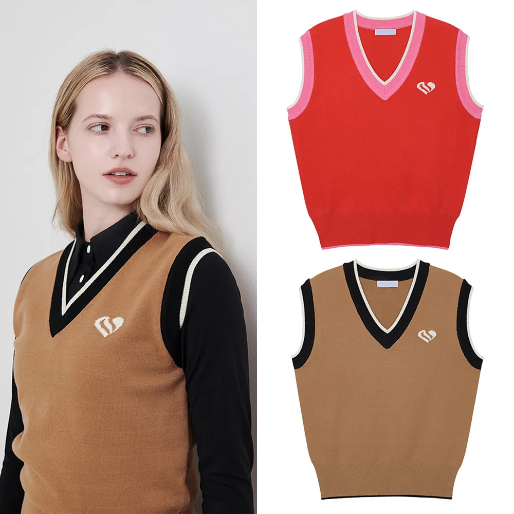 

"Korean Style Women's Simple Knitted Vest! Luxury V-neck, Sports Golf, Autumn Warmth, Trendy Brand Design, New Style!"