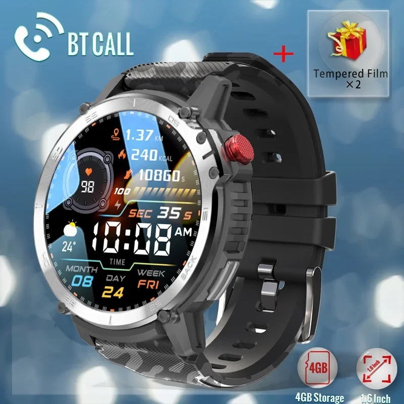 

C22 Rugged Smart Watch Men 3atm Waterproof Sport Watches 1.6'' Blood Pressure Bluetooth Call Military Smartwatch For Android Ios