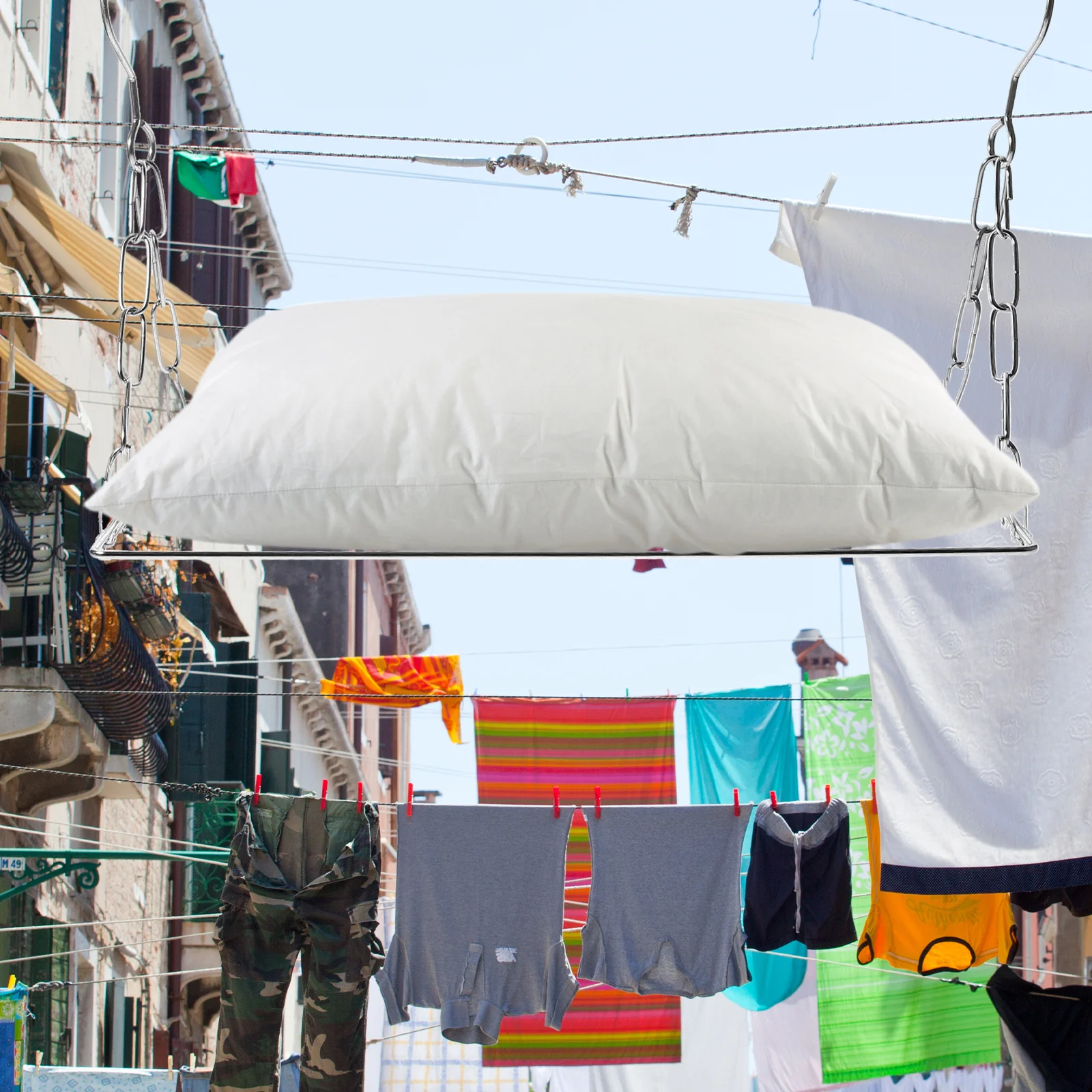 

Balcony Drying Rack Stainless Steel Spiral Design For Clothes Shoes Scarves Towels Laundry Outdoor Window Hanging