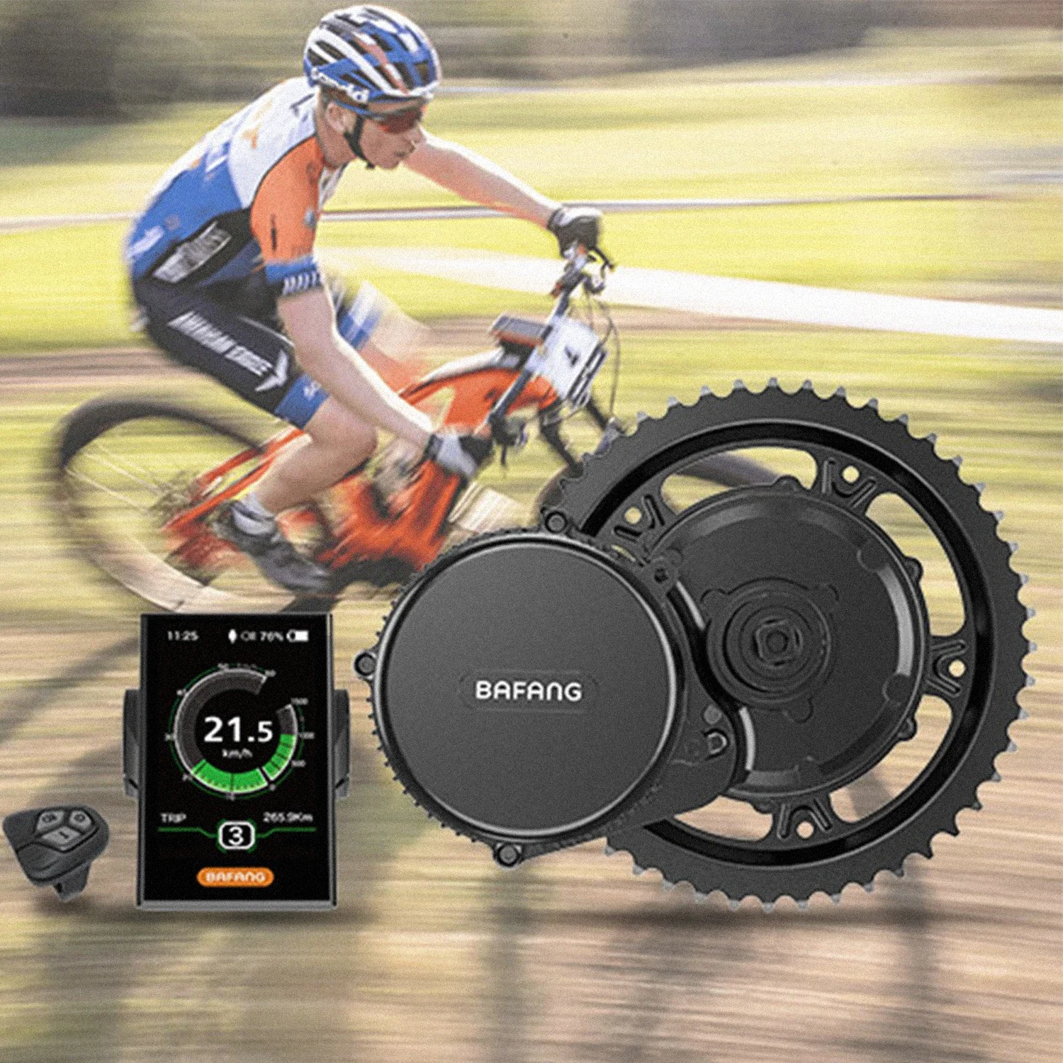 BAFANG BBS02 48V 750W 68MM 100MM Mid Drive Kits Mid Motor Ebike Conversion Kits with Chainring Wheel and LCD Display DPC18  500C