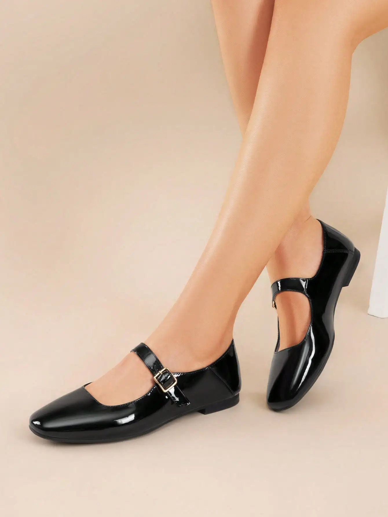 Women Elegant Square Toe Mary Jane Flats Ankle Strap Flats Comfortable Versatile Classic Essential Dress Shoes Festival Present SX25011667627619116