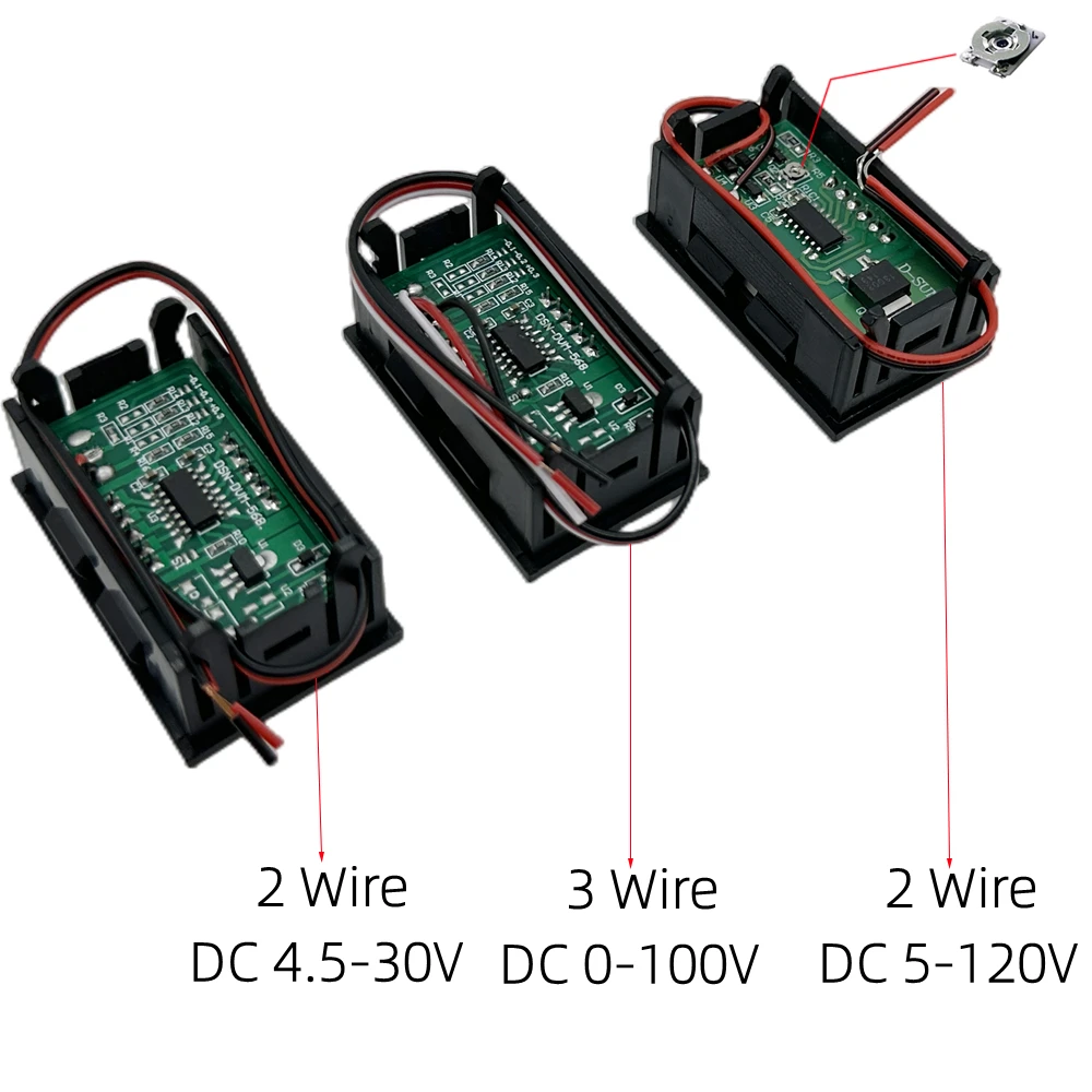 เครื่องวัดแรงดันไฟฟ้ามิเตอร์วัดไฟ DC ดิจิตอล4.5V ถึง30V, สีแดง/น้ำเงิน/เขียวสำหรับรถมอเตอร์ไซค์ไฟฟ้า6V 12V