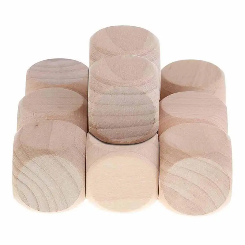 10PCS Wooden Blank Dice Six Sided DIYDice Children Making Pattern Engraving Toy Game For Custom Letter Blocks Numbers