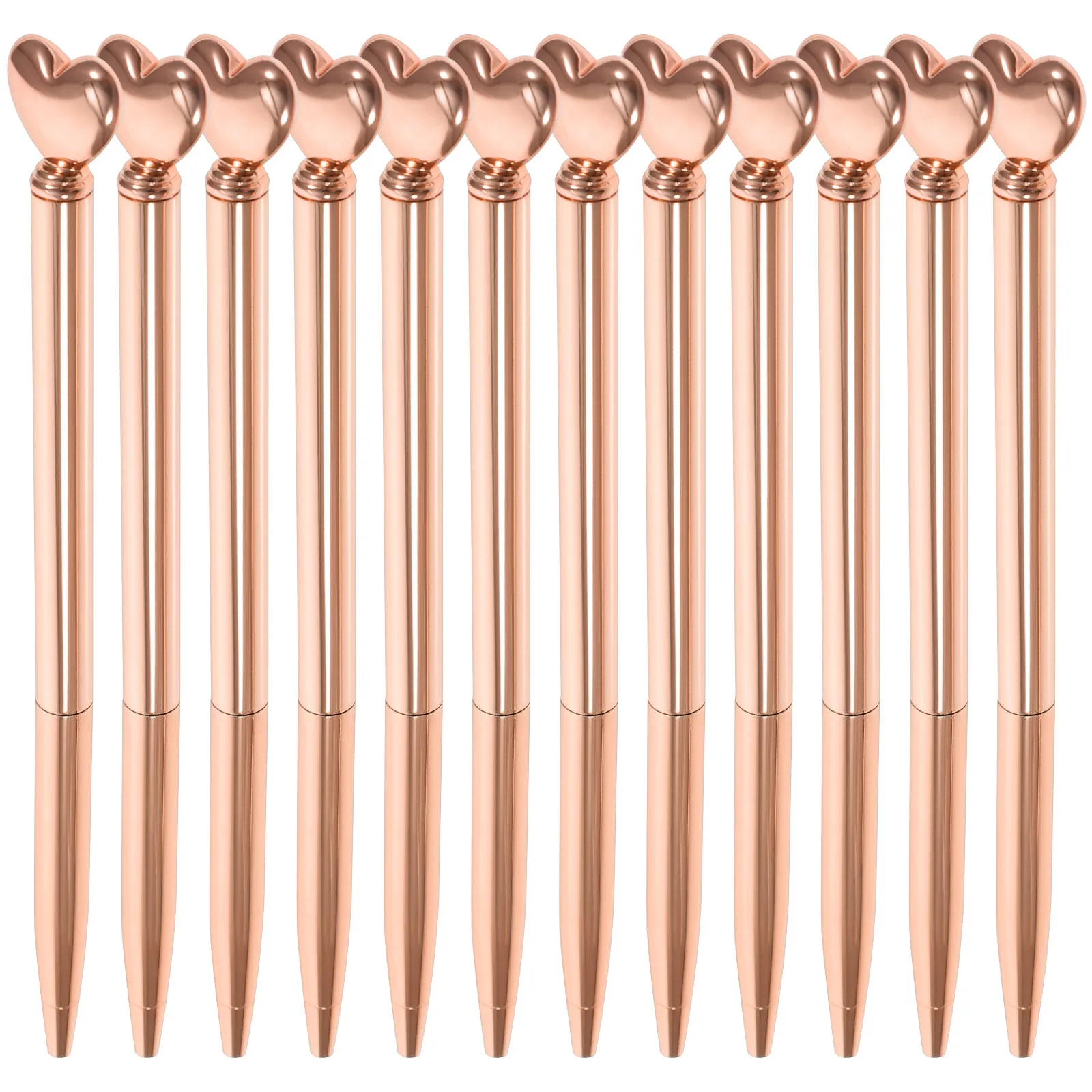 

12Pcs Creative Heart-Shaped Ballpoint Pens Premium Metal Body Smooth Flow Writing Pen for Journaling Notes Greeting Cards