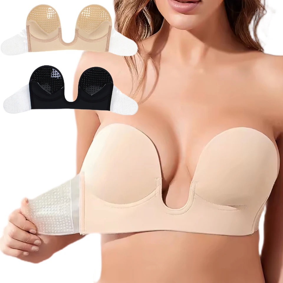 

Invisible Push Up Bra Reusable Silicone Nipple Cover Adhesive Lift Up Breast Pasties Chest Sticker Strapless Backless Sticky Bra