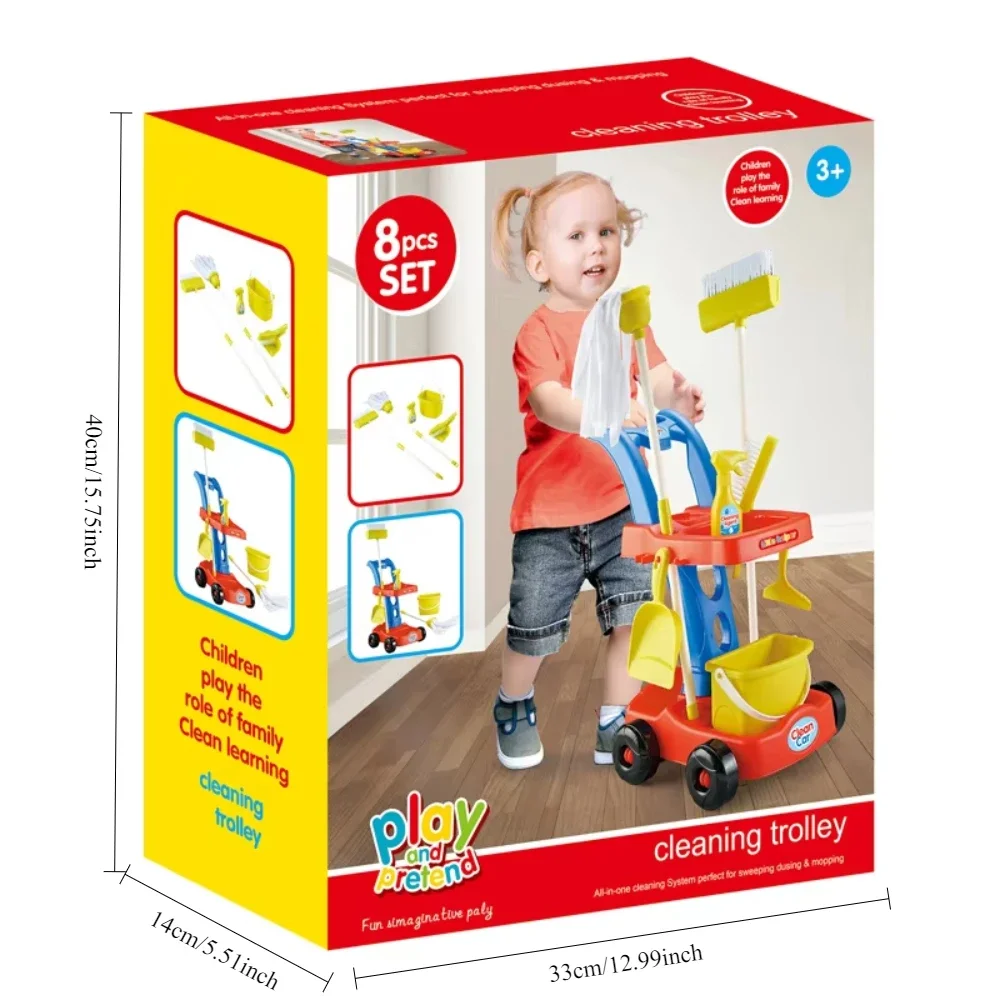 11 pçs fingir jogar vassoura e esfregão conjunto crianças conjuntos de limpeza, brinquedo de limpeza de casa ferramentas de limpeza brinquedos para meninos meninas