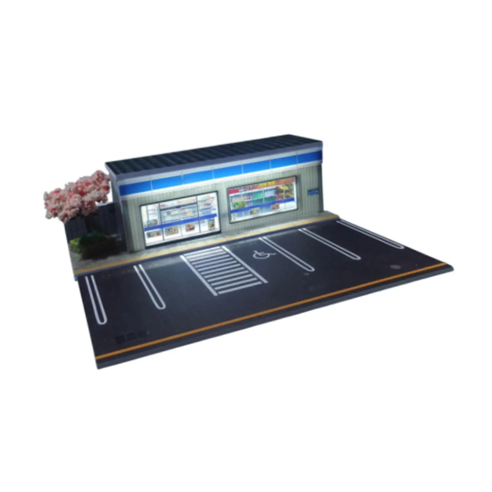 

1:64 Scale Parking Lot with Lighting Collectibles for Diecast Car Mini Dolls Action Figures Vehicle Scene Toy Accessories