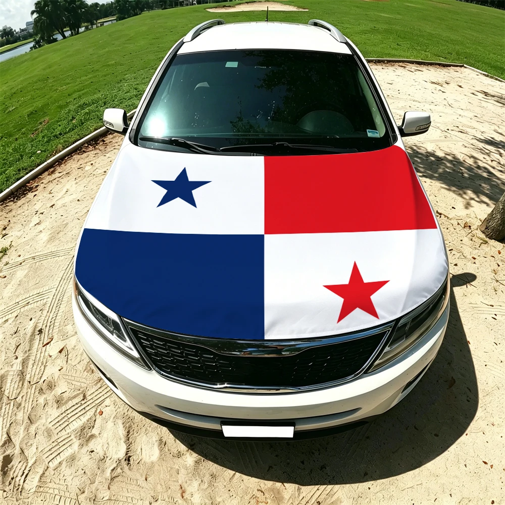 130x160cm Panama Car Hood Cover Flag, Elastic Windproof Patriotic Bonnet Banner Cheer for the competition