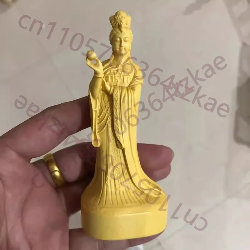 

Boxwood Carved Mazu, Empress of Heaven Statue, Goddess of Sea Sculpture, Home Altar Decor, Solid Wood Craft