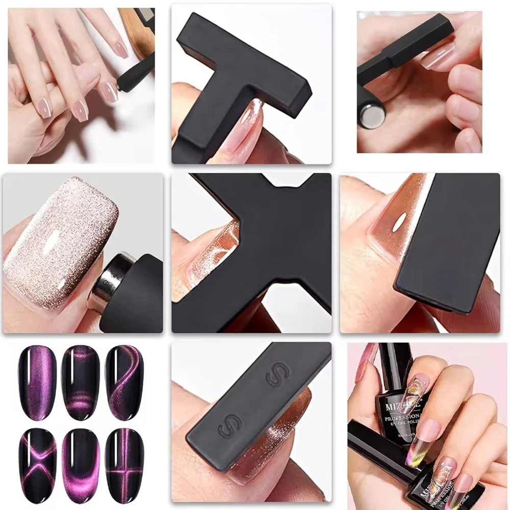 Imán para uñas con diseño de corazón de amor, 6 en 1, efecto ojo de gato, luz lateral, media luna, Margarita, flor, uñas francesas, imanes de atracción UV para manicura