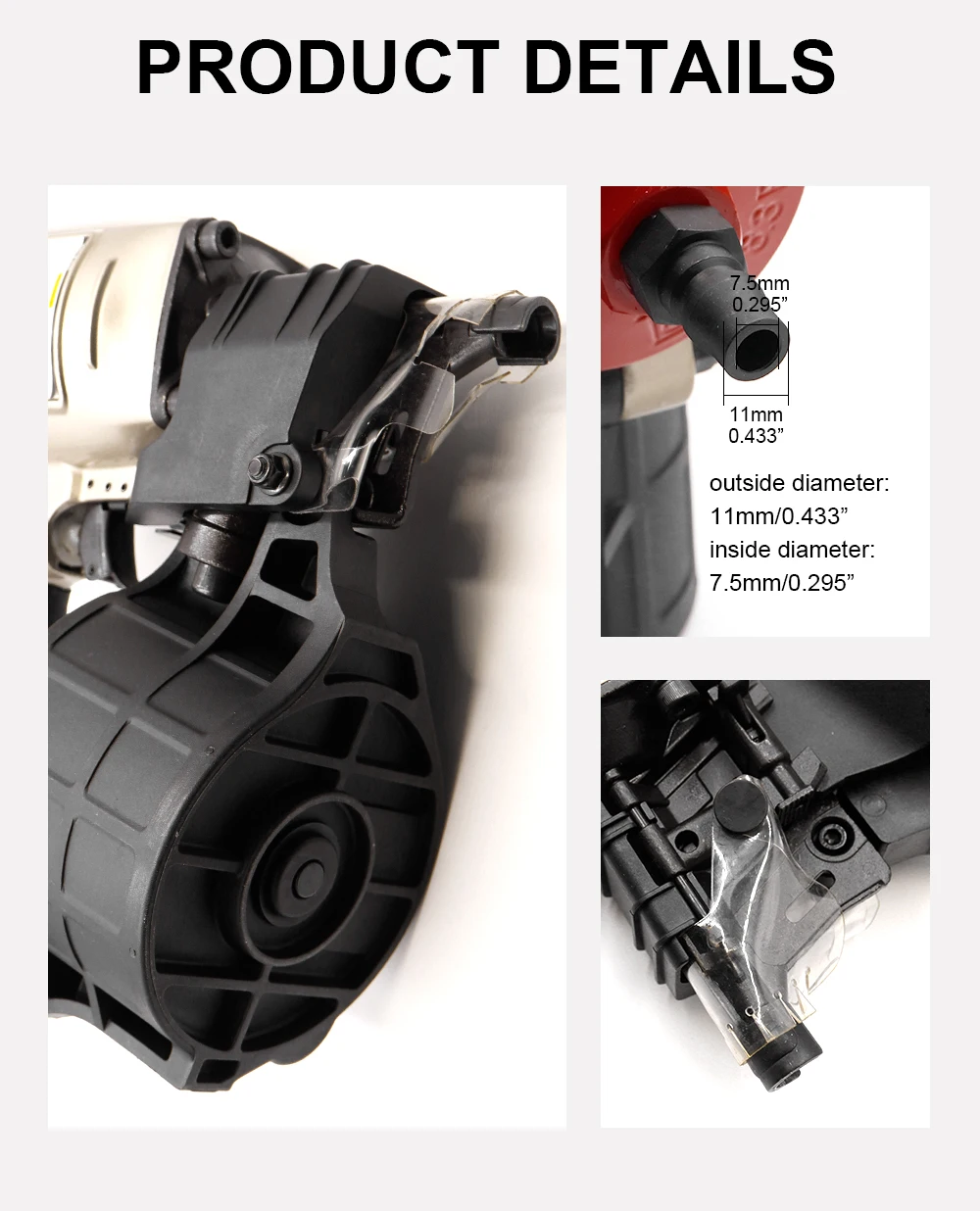Reilyn CN57 CN70 CN80 CN90B Pneumatischer Spulennagler Luftnagler Nagelpistole für Möbel Dachverkleidung Palettenherstellung – Detail 6