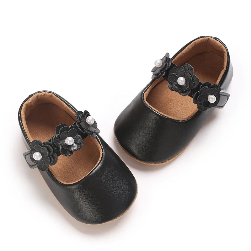 Baby Girls Princess Shoes Soft PU Leather Flower Non-slip Bottom First Walker Shoes Toddler Shoes