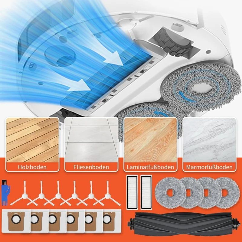 For Dreame L10s Ultra Accessories / L10 Ultra, Replacement Accessory Main Side Brush Hepa Filters Mop Cloth Dust Bags