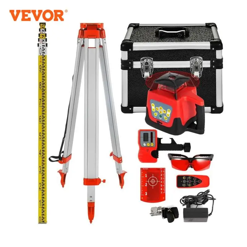 VEVOR 360 Rotary Laser Level Auto Self-Leveling ±5 Degrees W/ Tripod & Staff Nivel Laser Construction Tools for Outdoor Industry