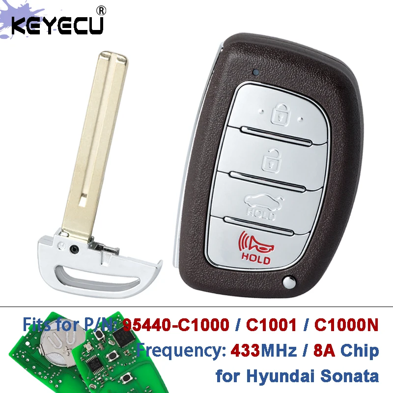 

KEYECU 95440-C1000N 95440-C1001 95440-C1000 434 МГц 8A Чип FCC ID: CQOFD00120 Умный дистанционный брелок для Hyundai Sonata 2015-2019
