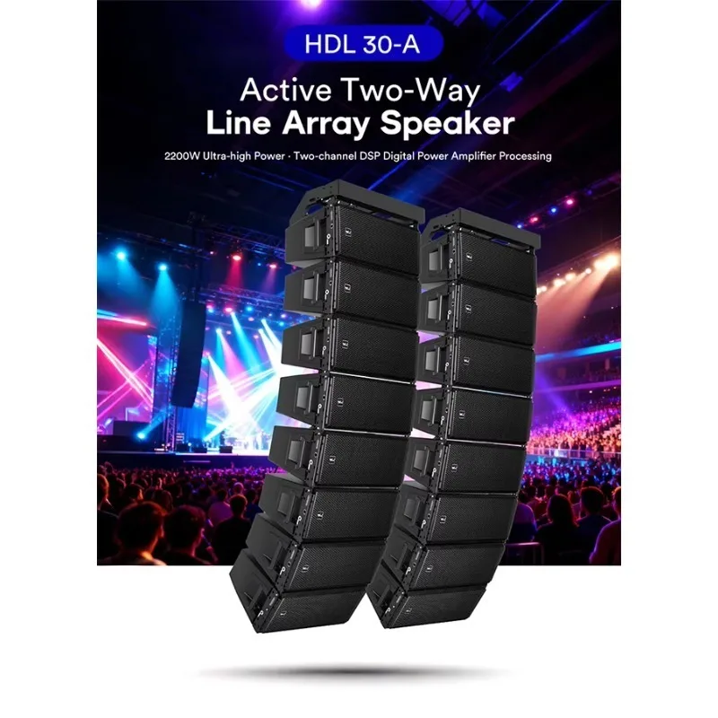 Dual 10 Inch Neodymium Active Plastic Line Array Speaker 1100W RMS Powered Stage Audio for Wedding Church Club