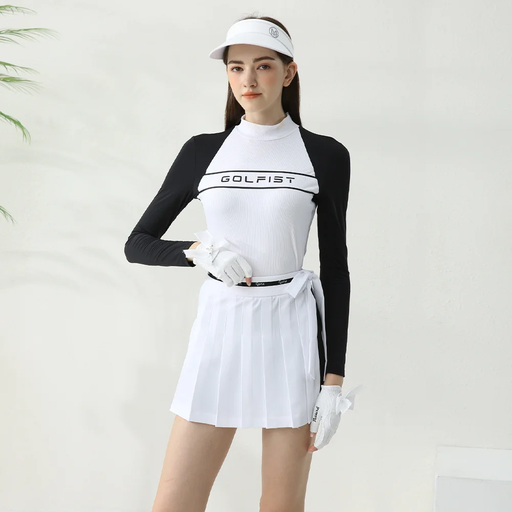 Golfist Golf Women Summer Long Sleeve Tops Breathable High Elastic Shirts Golf Short Skirt Culottes Ladies Spoort Clothing