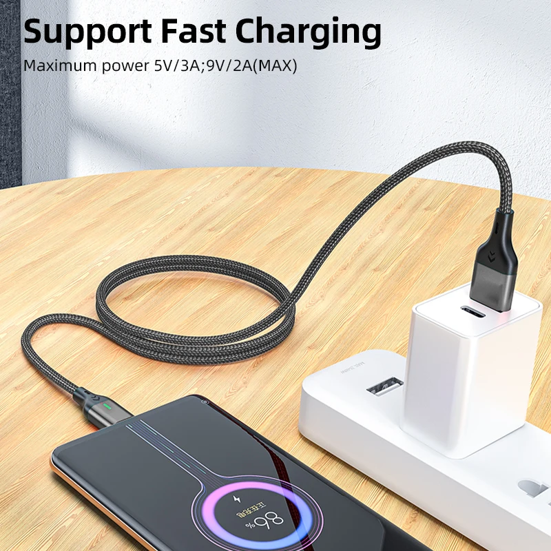 AUFU Magnetic Cable 3A Fast Charging Micro USB Type C Magnetic Charging Cables USB Data Charging Wire for iPhone Samsung Xiaomi