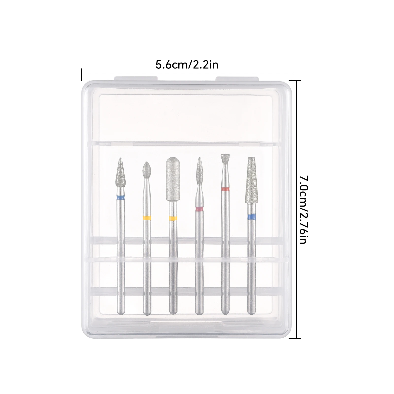 6Pc Diamond Nail Drill Bit Set for Prep 2.35MM Electric Milling Cutters For Manicure Pedicure Cuticle Clean Drill Accessory