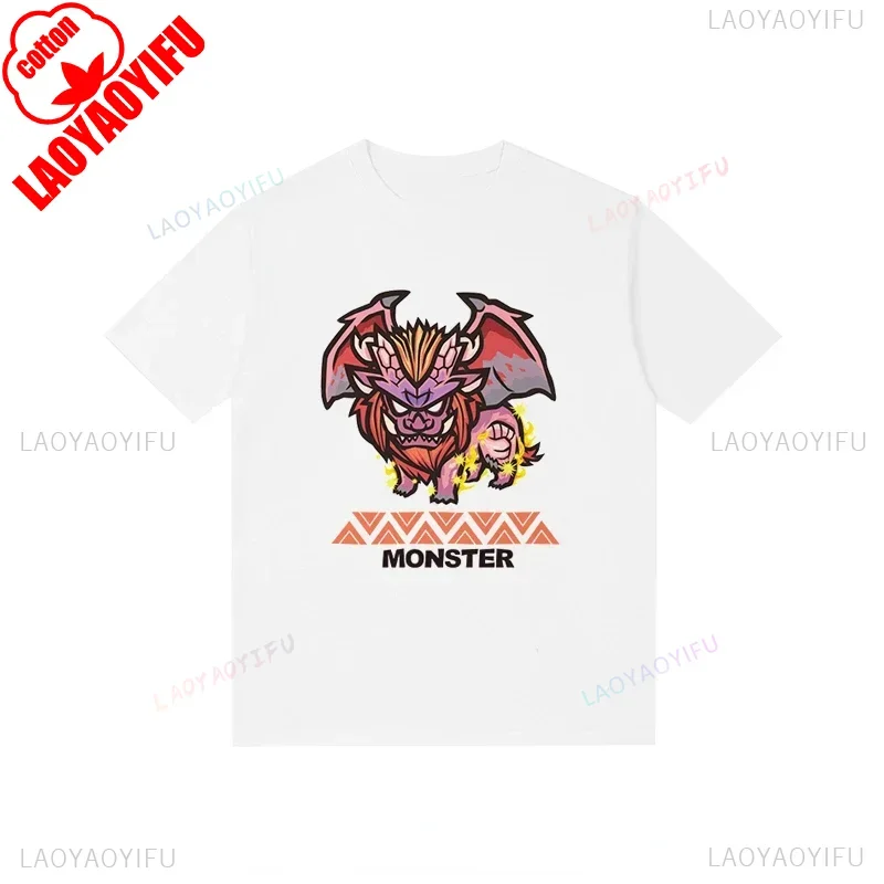 Monster Hunter T-shirt Funny Game Fans Cartoon Tops Cotton Korea Style Short Sleeve T Shirt Casual Hipster Streetwear Man Tees