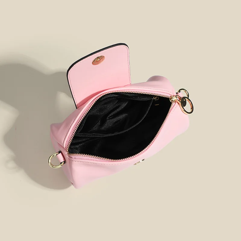 

Round Cylinder Bag Trendy Zipper Large Capacity Single Crossbody Bag Pink/black Pillow Bag For Femele Purse Handbags