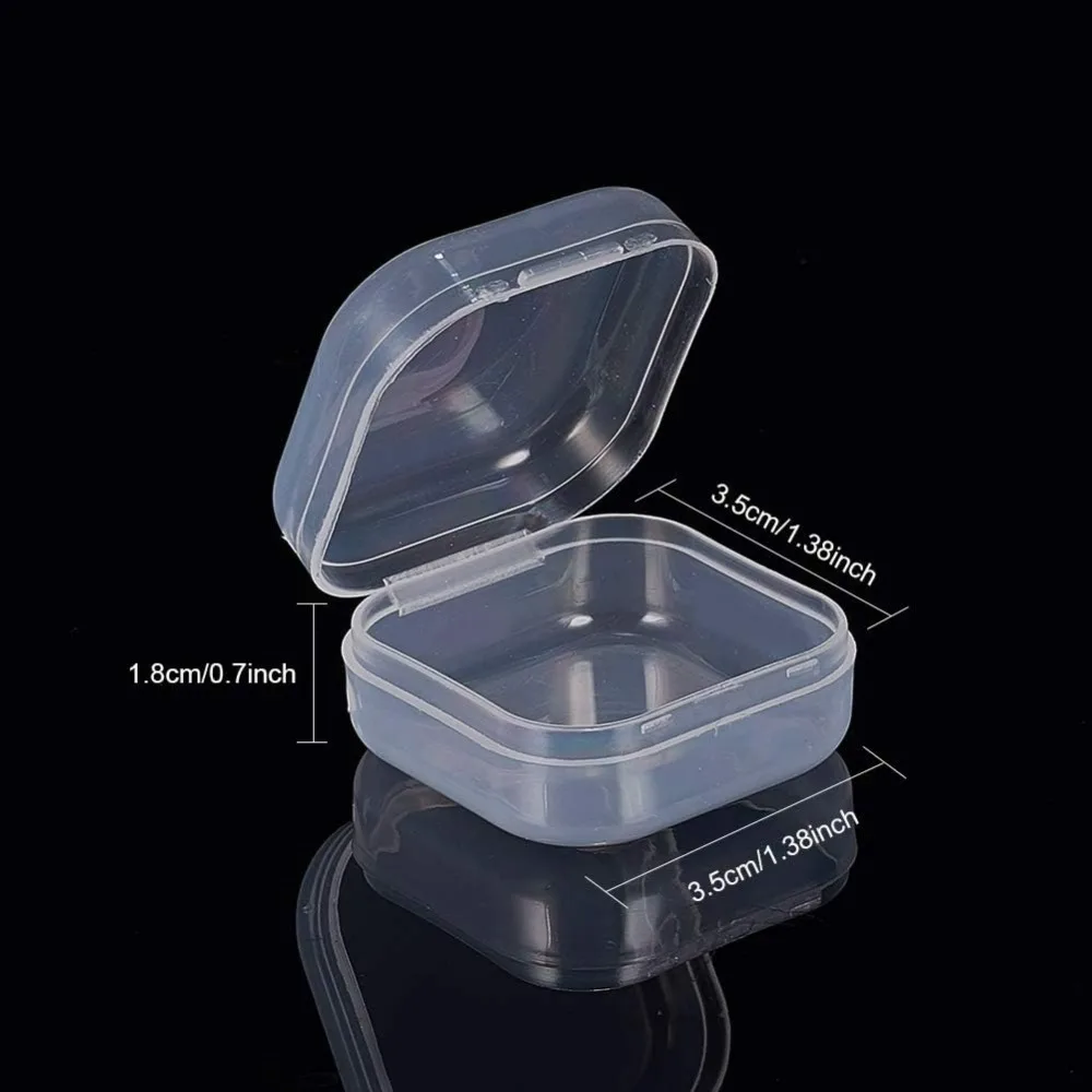 24 Pack 1.38x1.38x0.7 Inches Square Mini Clear Plastic Bead Storage Containers Box Case with Lid for Items Earplugs Pills