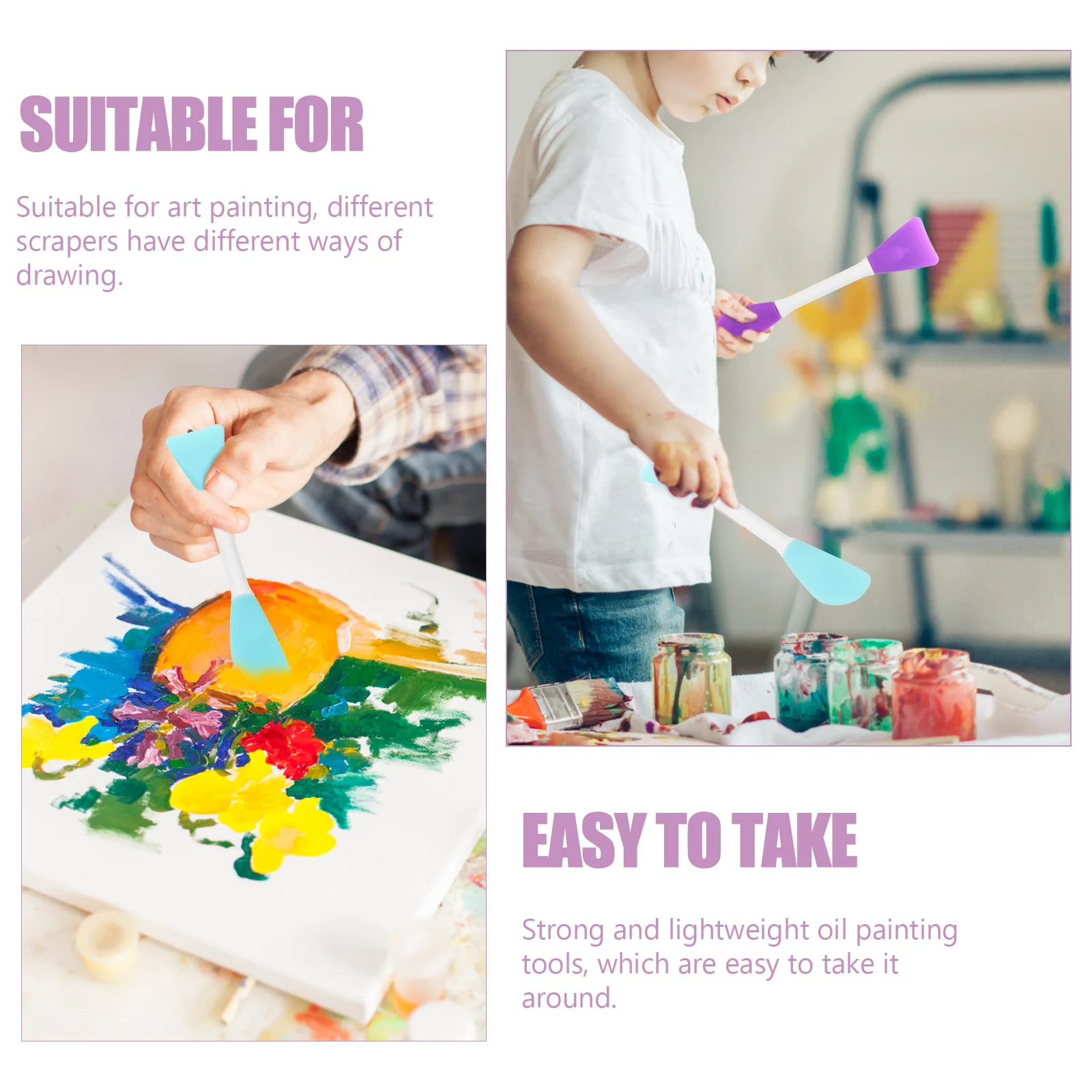 

8pcs Printing Scraper Stirring Rod Painting Tools Double End Mixer Spatula Oil Color Palette Knives Student Supplies