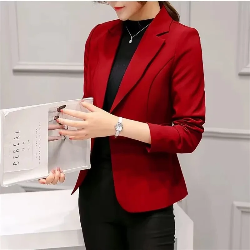 

2025 Korean version Spring Summer New Slim fit Professional Suit Jacket Women's Single button Short Fashion Casual Suit tops