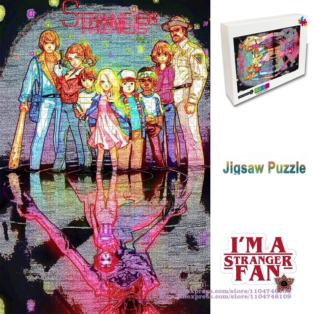 

Stranger Things Puzzle Jigsaw 108/200/300/500/1000/1500Pcs Cartoon Style Characters Intelligence Puzzles Home Decoration