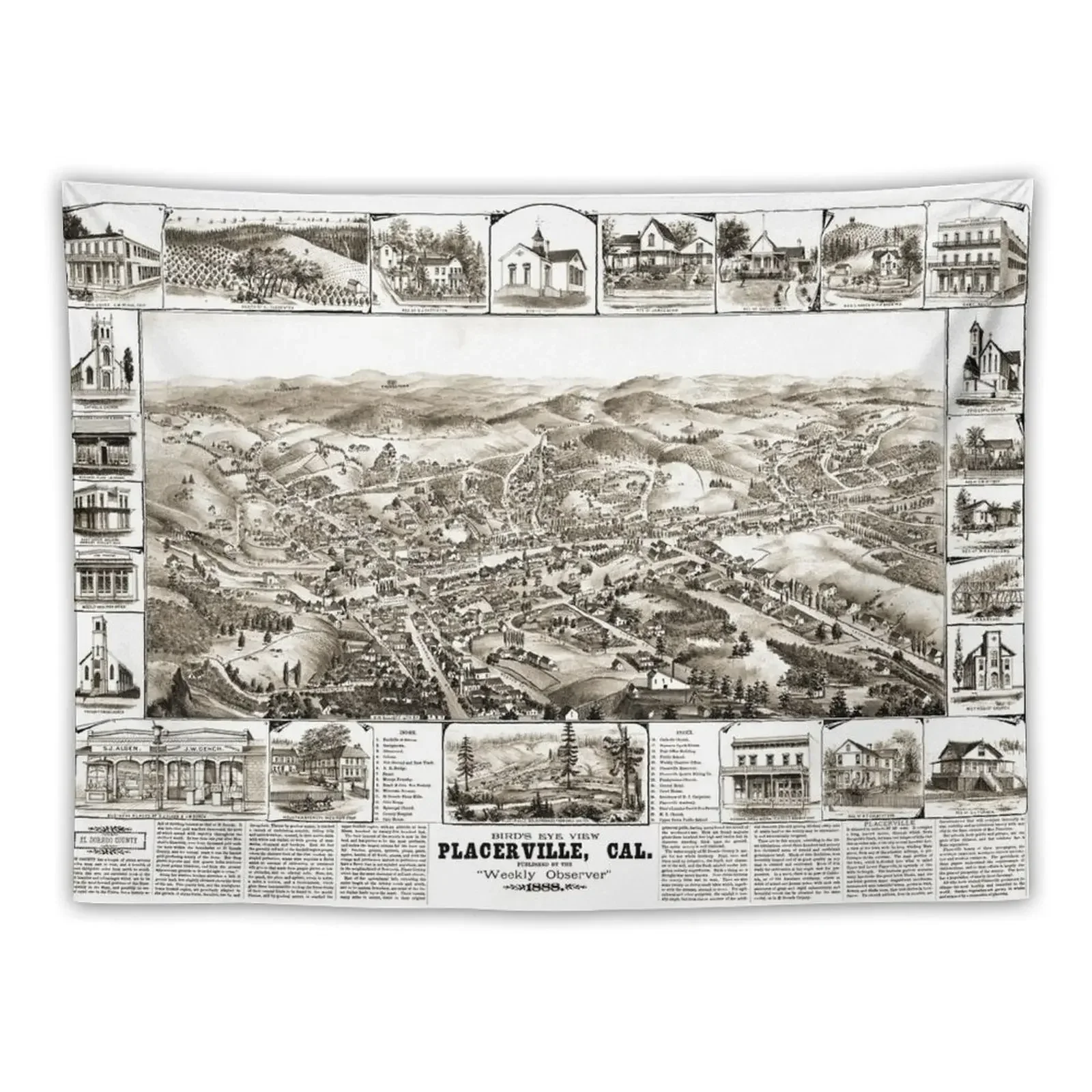 Placerville - California - United States - 1888 Tapestry Japanese Room Decor Room Decoration Korean Style Tapestry