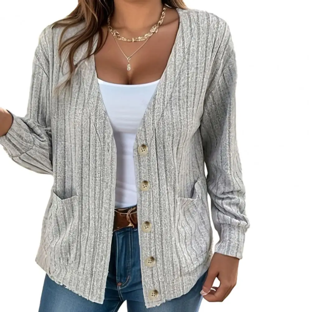 

Fall Wpring Women Cardigan Coat Knitted Thick Long Sleeve Soft Casual V Neck Loose chaquetas para mujeres