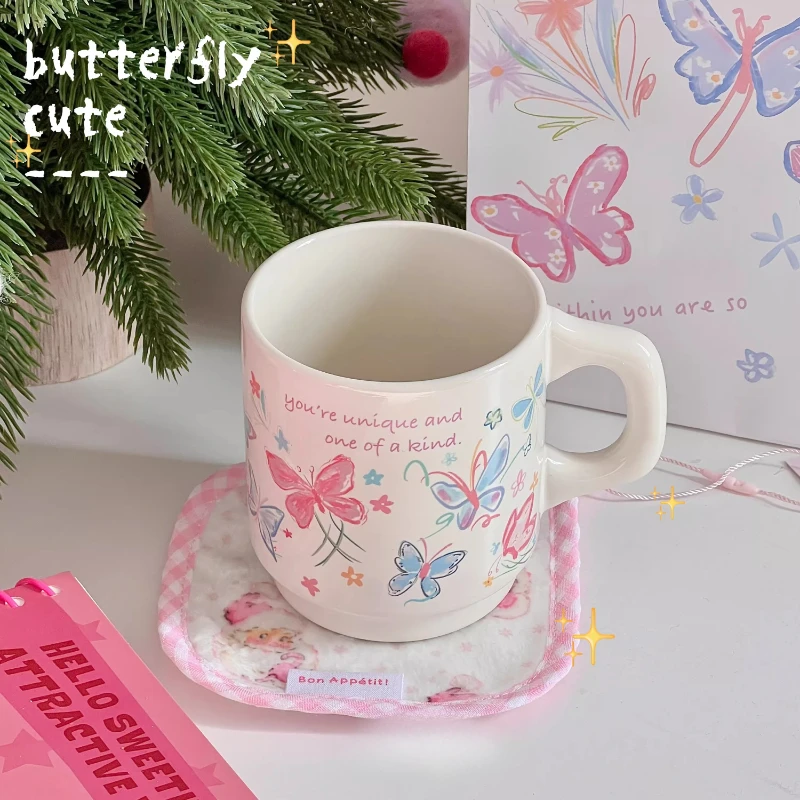 

White Handle Coffee Cup Latte Creative Reusable Cold Coffee Cup Bubble Tea Espresso Forminhas Para Doces Home Decoration