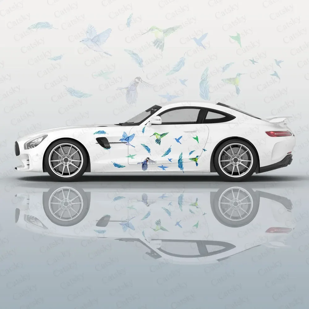 

Украшение боковой наклейки автомобиля «Колибри», водонепроницаемая ПВХ-наклейка с принтом птиц, устойчивая к царапинам, защита автомобиля, автоаксессуары в подарок