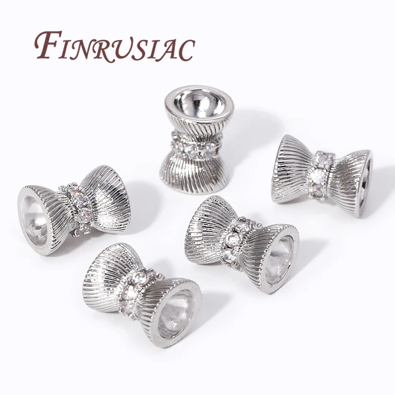 18K Gold Plated Brass with Zircon Spacer Bead For Bracelets Accessories,Separators For Beads,DIY Jewelry Making Supplies