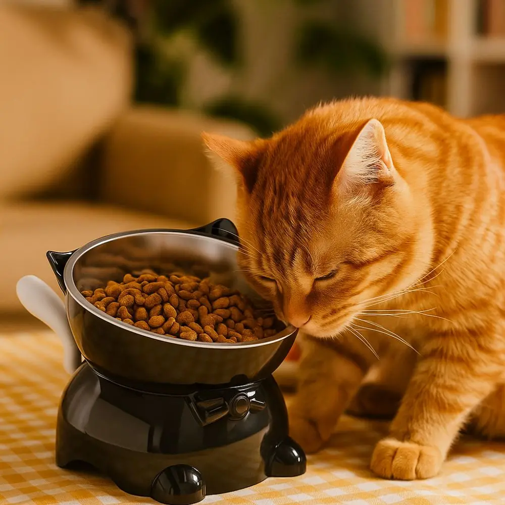 Cute Large Diameter Elevated Cat Bowl Anti-knock Anti-spill High Foot Bowl Anti-choke Anti-leakage Pet Food Bowl Indoor Use