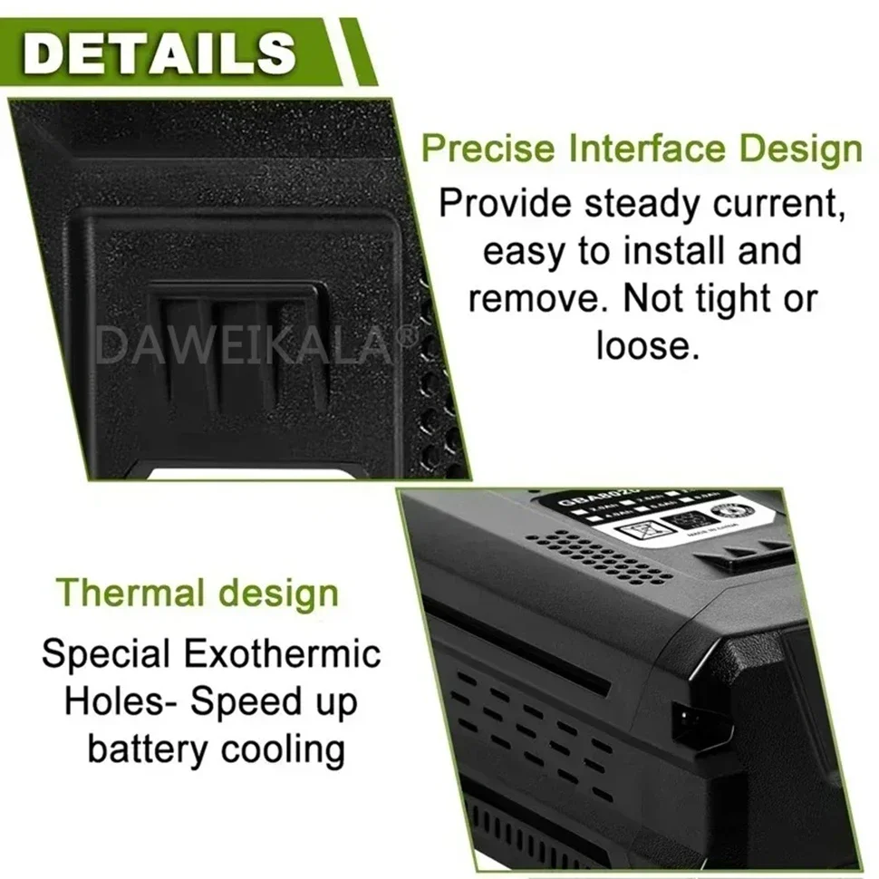 Imagem -04 - Greenworks-bateria Recarregável de Substituição Bateria de Iões de Lítio 6.0ah 80v Gba80200 Gba80250 Gba80400 Gba80250 Gba80500