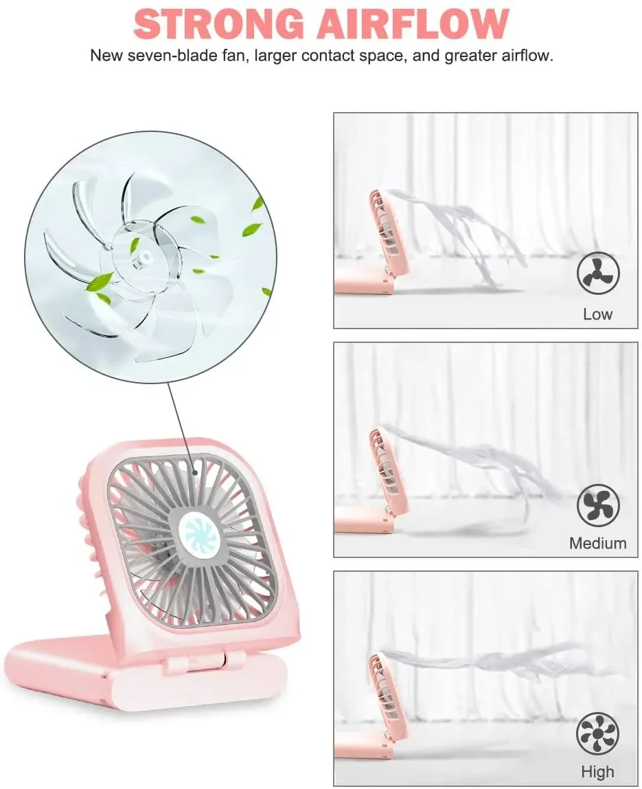 iHoven Portable Mini Fan USB Rechargeable Power Bank Handheld Desk Adjustable Air Cooler Office Outdoor Travel Mini fan handheld