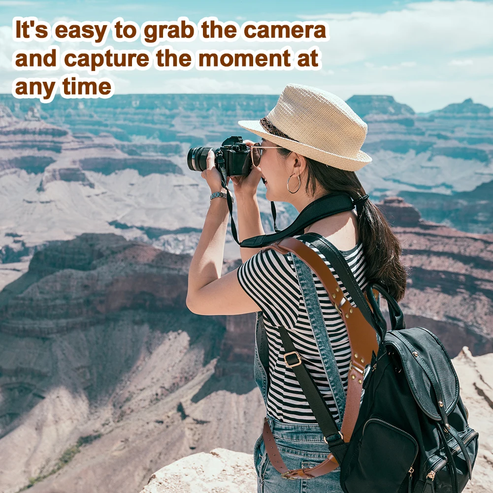 Dual Camera Strap Leather Camera Straps Adjustable Camera Carrying Strap Universal Camera Shoulder Strap for 2 Cameras