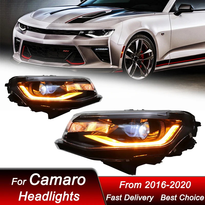 

Автомобильные фары для Chevrolet Camaro 2016-2020, новый стиль, полный цвет, автомобильная фара в сборе, комплект аксессуаров для объектива проектора