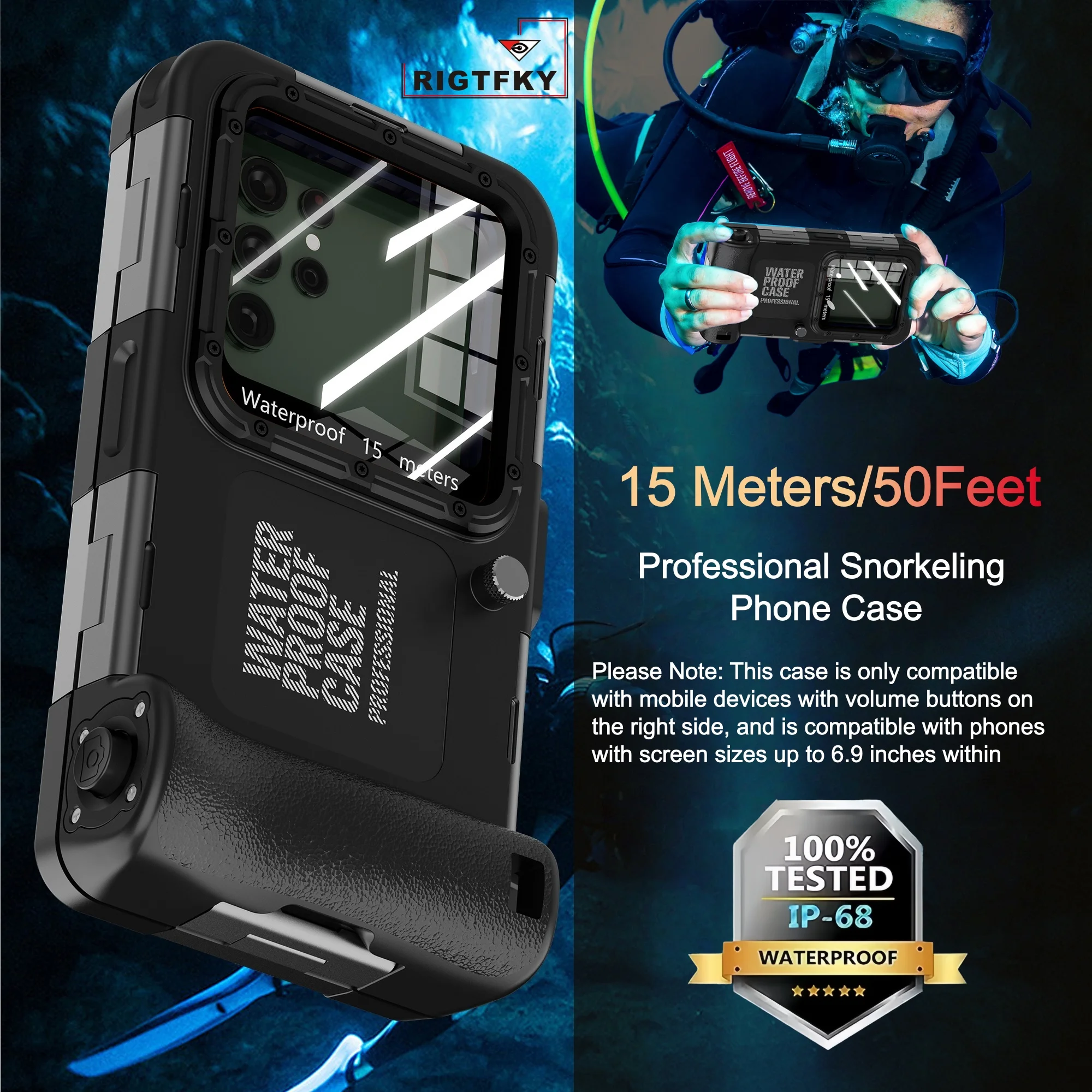 

Профессиональный водонепроницаемый чехол для телефона для подводного плавания и плавания на открытой воде, 15 м/50 футов, для Samsung/Xiaomi/Huawei/Google/Sony/LG/VIVO/ASUS/Nokia