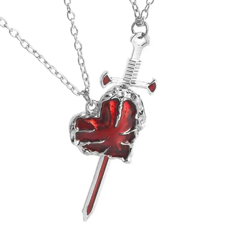 652F Trendy Swords Heart Necklace for Partners Stylish Daily Wear Neckchain Women Accessory Anniversary Gift for Lovers