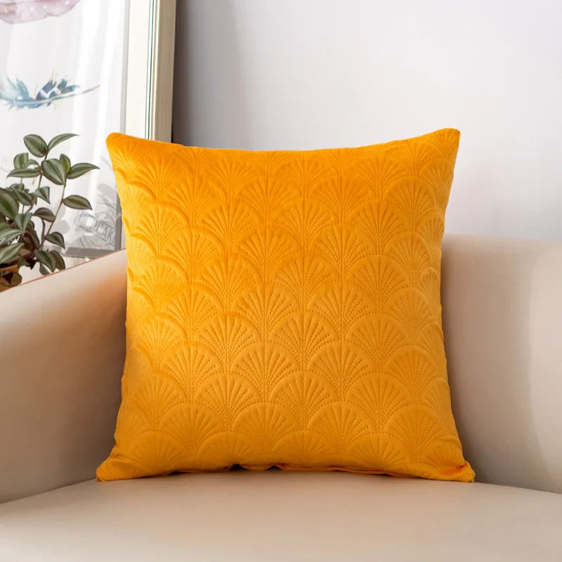 45x45cm Scallop Design Velvet Cushion Cover Ultrasonic Embossing Decorative Pillow Cover For Living Room Decor Sofa Pillowcase