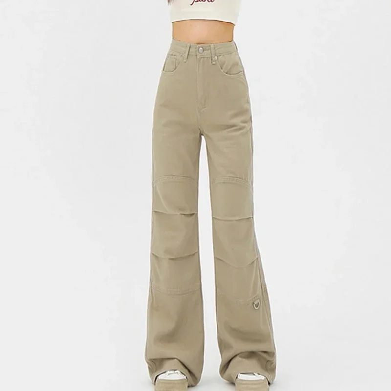女性用ゴシックフレアジーンズ,ハイウエスト,アメリカンスタイル,カーゴ,カーキ,ストリートウェア,カジュアル,y2k,2000s,ファッション