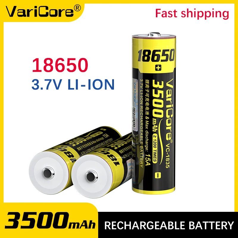 

VariCore VC-1835 18650 Батарея 3,7 В 3500 мАч Литий-ионная аккумуляторная батарея большой емкости для фонарика Vape Электроинструменты